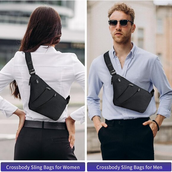 Multi-Functional Anti-Theft Sling Bag with RFID Protection - Small Black Style - Picture 7 of 8